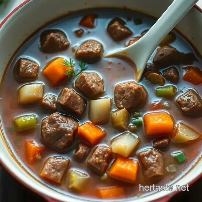Hearty Steak Soup: a Savory Adventure in a Bowl presentation