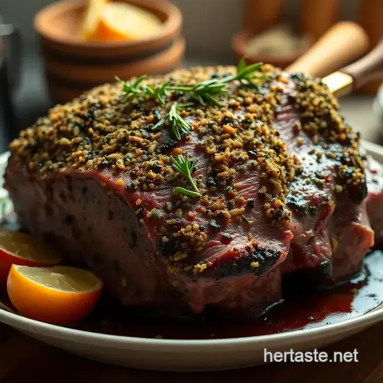 Herb-Crusted Leg of Lamb Roast with Garlic & Rosemary