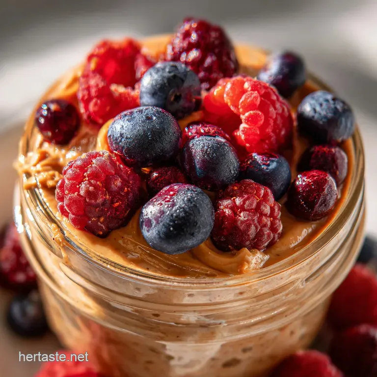 High Protein Overnight Oats with Peanut Butter and Berries