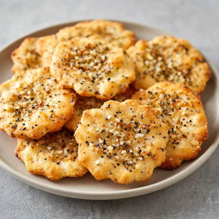 Thin, crisp crackers stacked beside a wedge of creamy brie and purple grapes on a white marble serving platter.