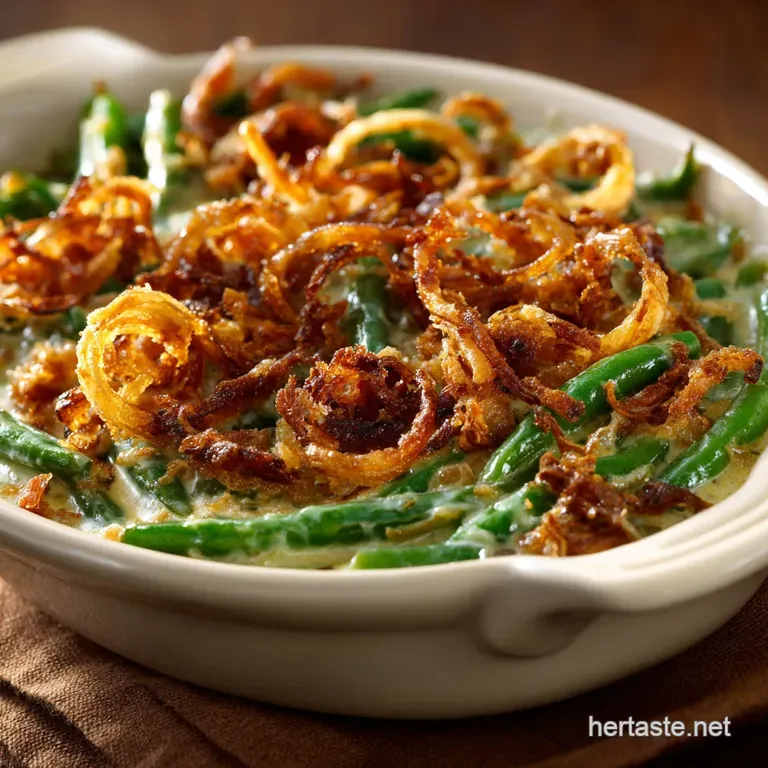 Creamy Green Bean Casserole from Scratch with Homemade Mushroom Sauce presentation