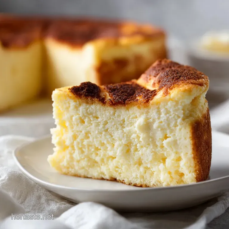 A generous slice of white cake with distinct crumb texture sits on a dark plate, dusted with powdered sugar.