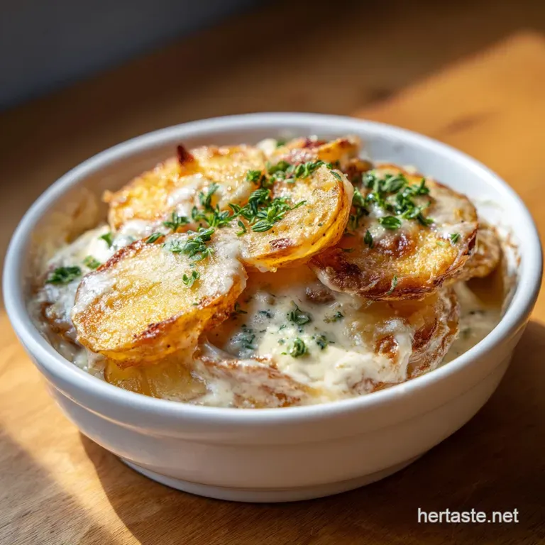 Neatly sliced portion of creamy potatoes with toasted golden edges served on a minimalist white ceramic plate.