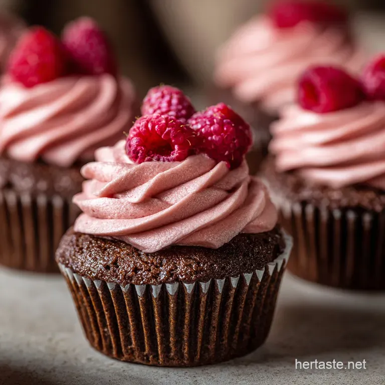 The Gatsby Getaway Keto Chocolate Champagne Cupcakes with Velvet Raspberry Icing presentation