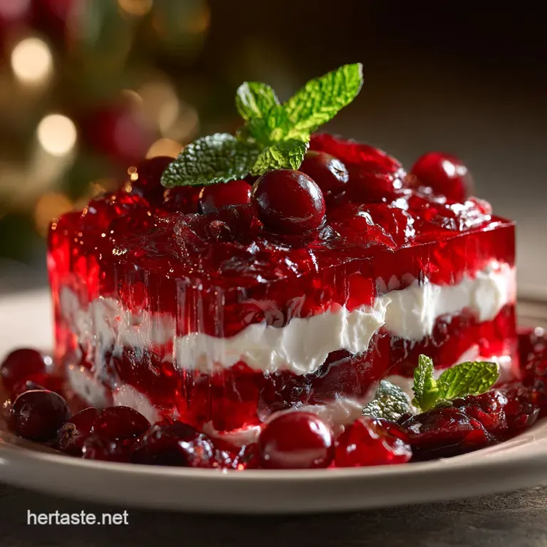 Cranberry Jello Salad with Cream Cheese Topping (A Holiday Classic) presentation