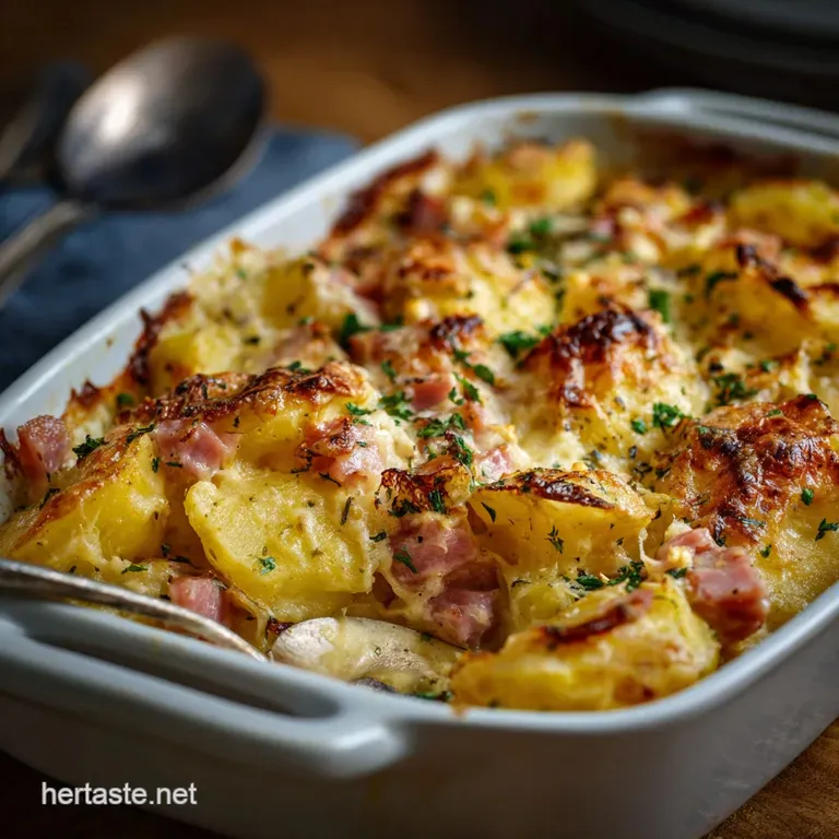 Leftover Ham Casserole with Potatoes and Cheese the Creamiest Crunchiest Comfort Food Bake presentation