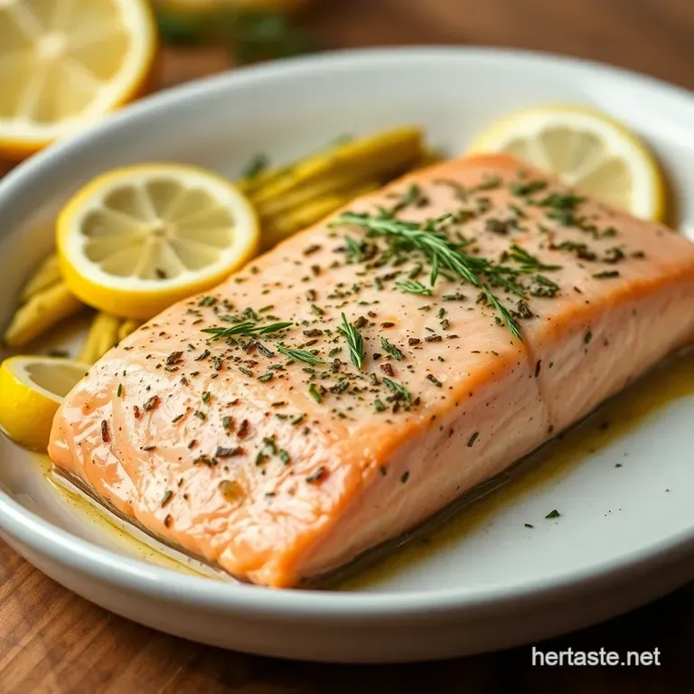 Lemon-Herb Baked Salmon with Asparagus presentation