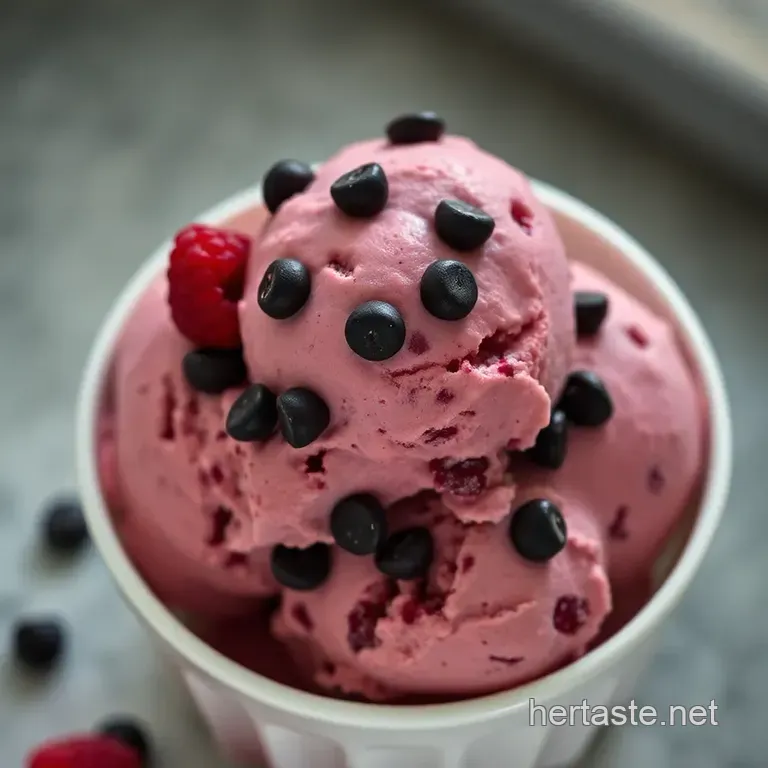 Luscious Black Raspberry Chocolate Chip Ice Cream presentation