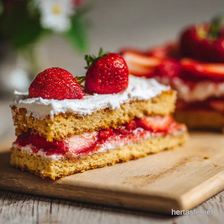 Luscious Strawberry Cream Cake presentation