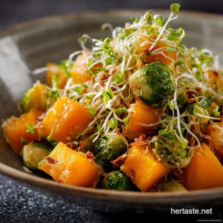 Thanksgiving Vegetable Side Dishes: the Maple-Kissed Brussels Sprouts Squash presentation
