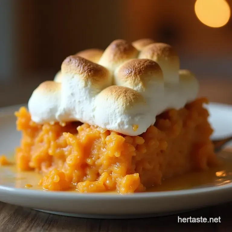 The Golden Spud Bake Creamy Sweet Potato Casserole with Toasted Marshmallow Crown presentation