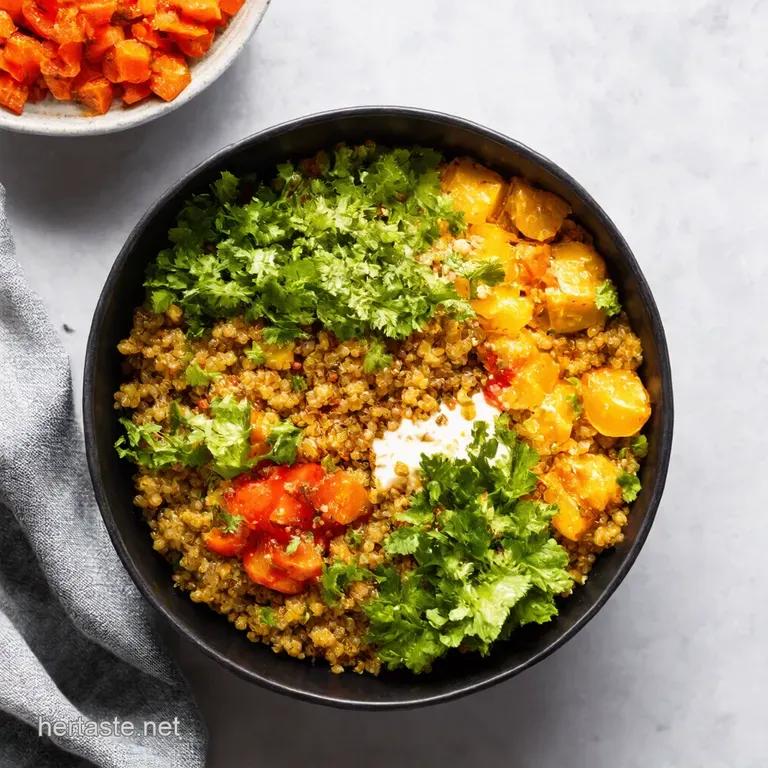 Mediterranean Quinoa Bowl with LemonHerb Dressing presentation