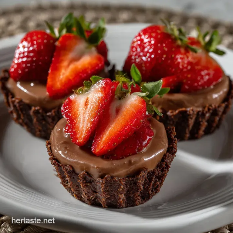 Easy Mini Chocolate Cheesecake Cups with Strawberries Recipe presentation