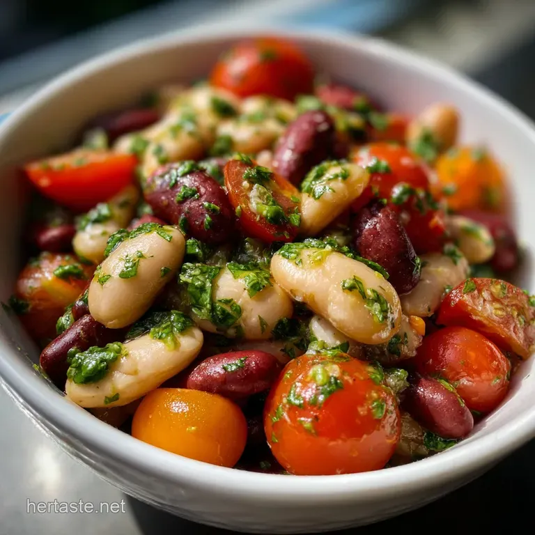Mixed Bean Tomato Salad with Basil Vinaigrette