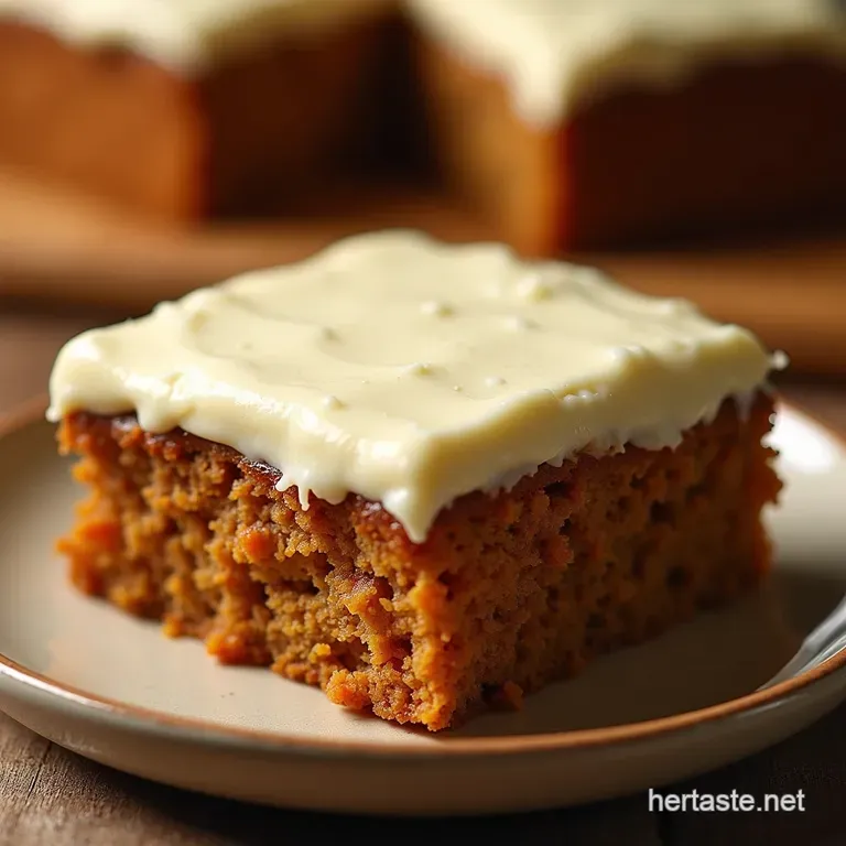 The Ultimate Moist Carrot Sheet Cake with Cream Cheese Swirl presentation