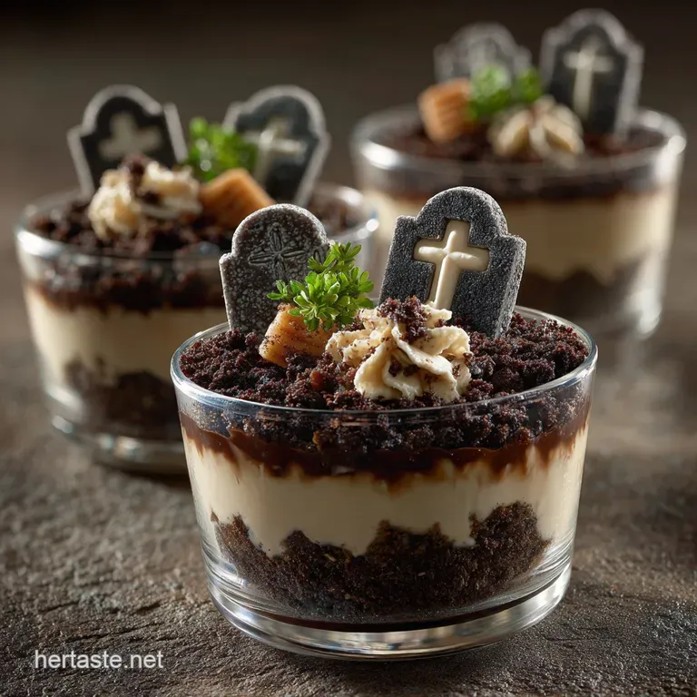 Cemetery Cookie Dessert: the Easy No-Bake Graveyard Ghoul Pots presentation