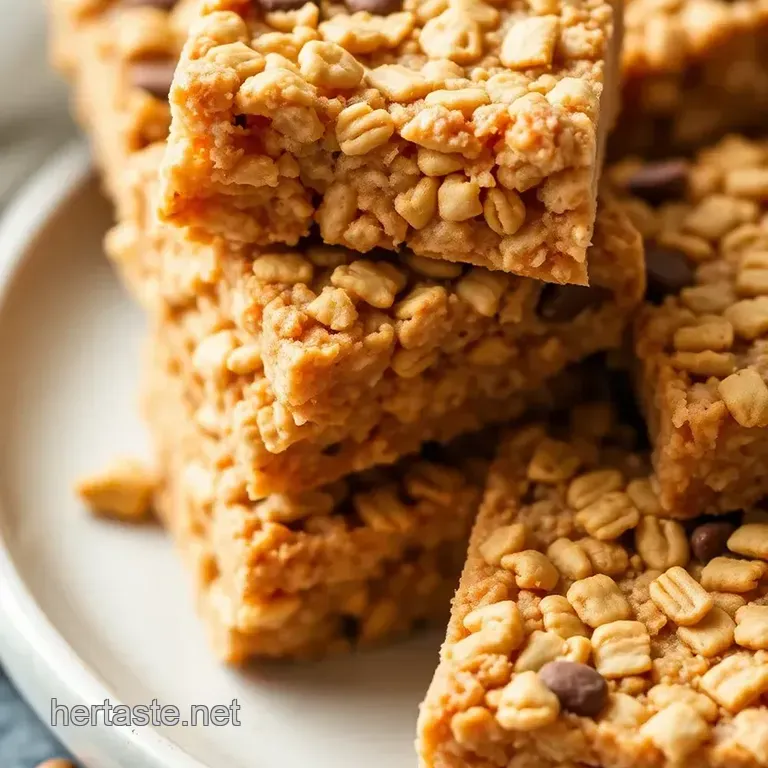 No-Bake Chocolate Peanut Butter Protein Crispy Bars presentation
