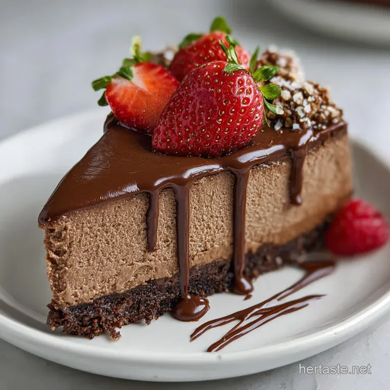 Slices of cheesecake on a white plate, showcasing a swirling Nutella filling and a crunchy, golden graham cracker crust. E...