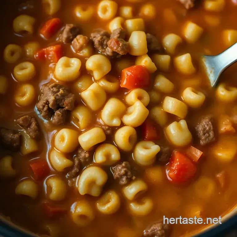 One Pot Macaroni Cheeseburger Soup presentation