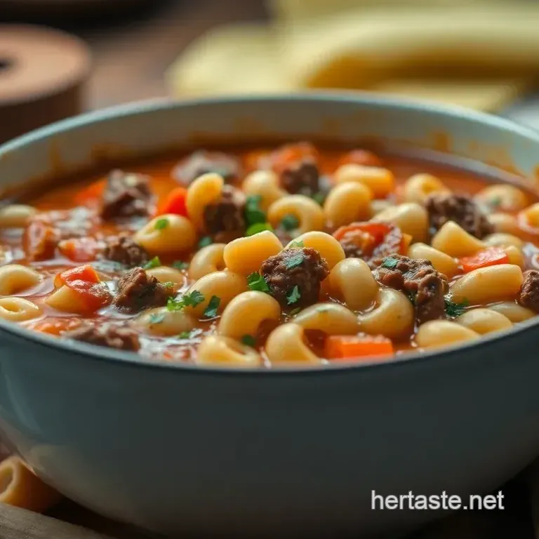 One Pot Macaroni Cheeseburger Soup