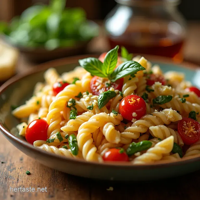 Opa the Absolute Easiest Greek Pasta Salad presentation