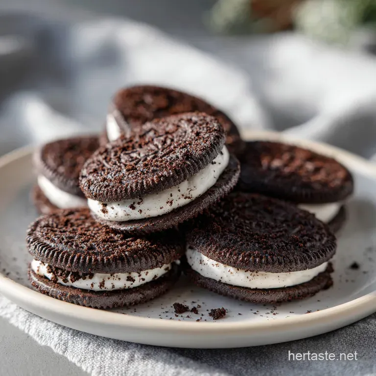 Elegant trio of no-bake Oreo truffles coated in white chocolate, artfully arranged with delicate shavings of dark chocolate.