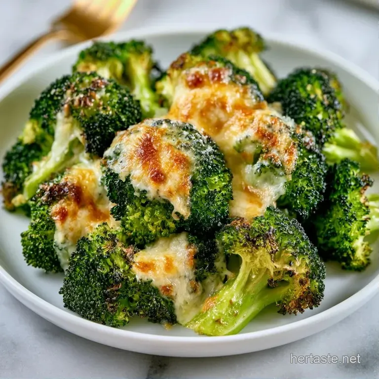 Tender charred green florets arranged in a clean white bowl, garnished with a sprinkle of flaky sea salt.