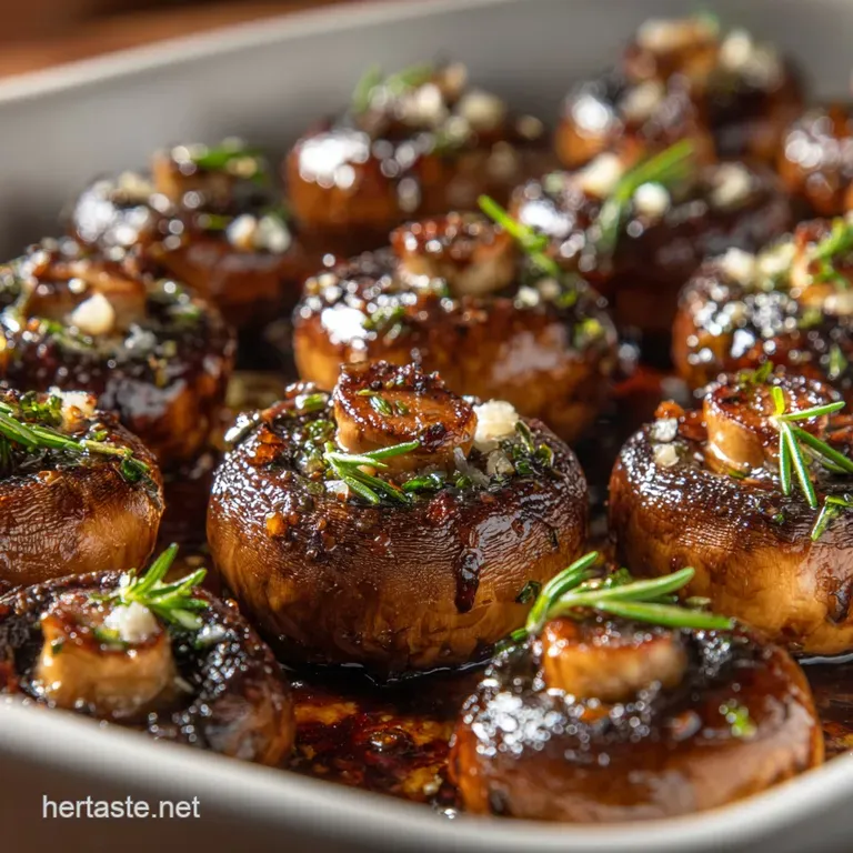Oven Roasted Mushrooms with Balsamic Garlic and He Sticky Savoury and Perfectly Caramelized presentation