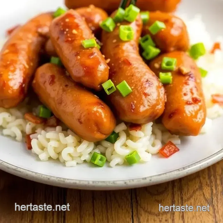 Pan-Fried Mini Chinese Sausages presentation