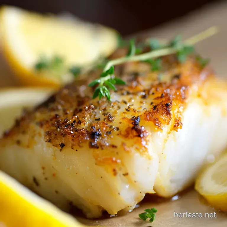 PanSeared Cod with LemonHerb Butter Sauce presentation
