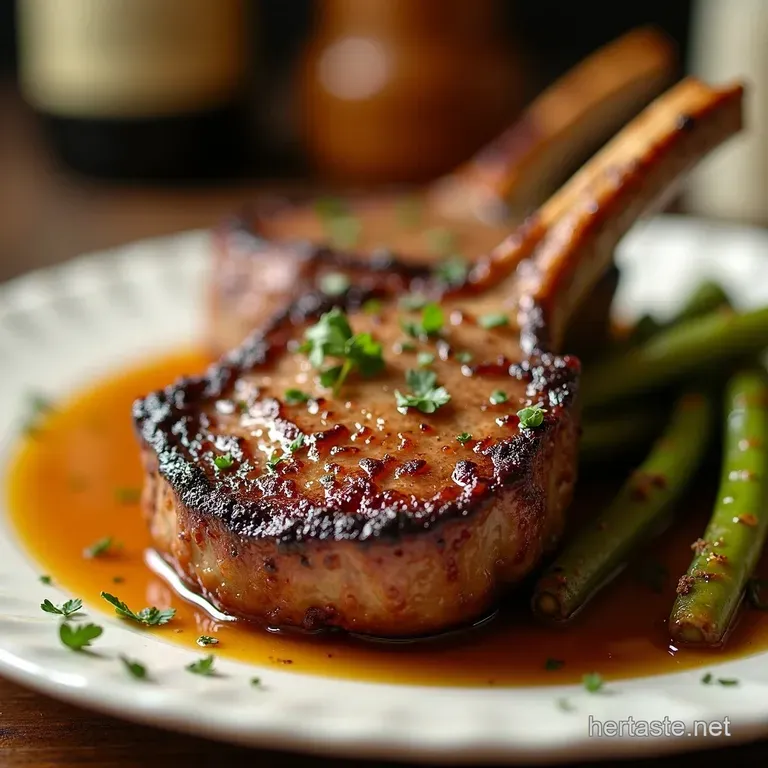 Panseared Lamb Chops with Mustardthyme Crust presentation