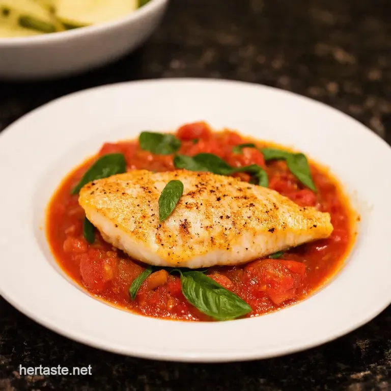PanSeared Tilapia with Bursting Tomato Basil Sauce presentation