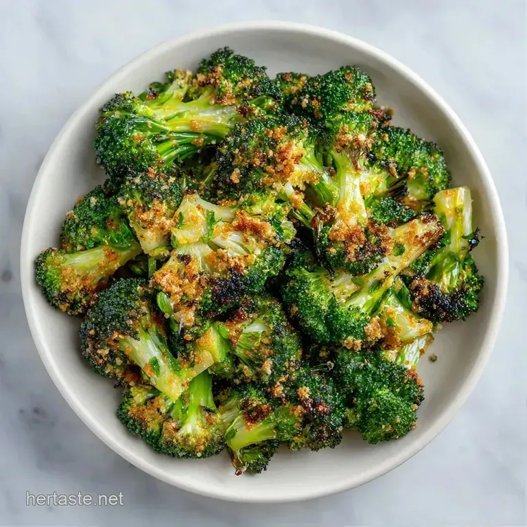 Charred green florets with a golden cheese crust arranged neatly on a white ceramic plate with a fresh lemon wedge.