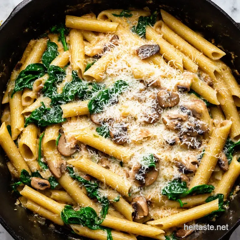 Parmesan Spinach Mushroom Pasta Skillet Quick Creamy