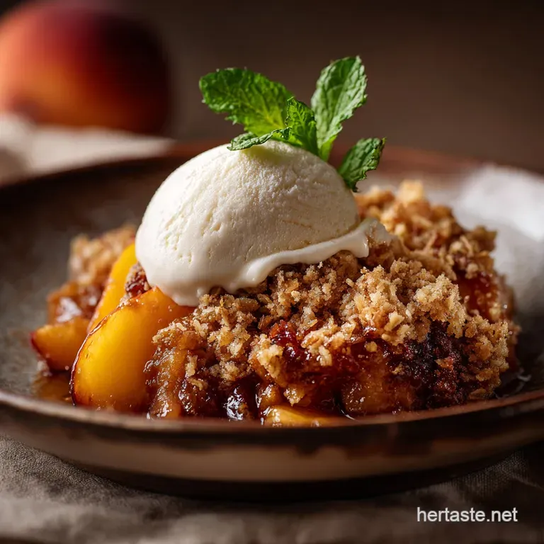 Peach Whisky Crown Jewel Crumble Boozy Brown Butter Crisp presentation