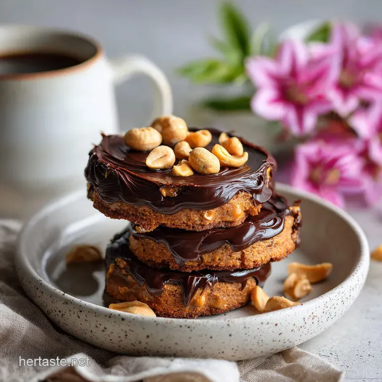Neatly stacked peanut butter protein balls coated with melted dark chocolate on a clean, white plate, ready to serve.