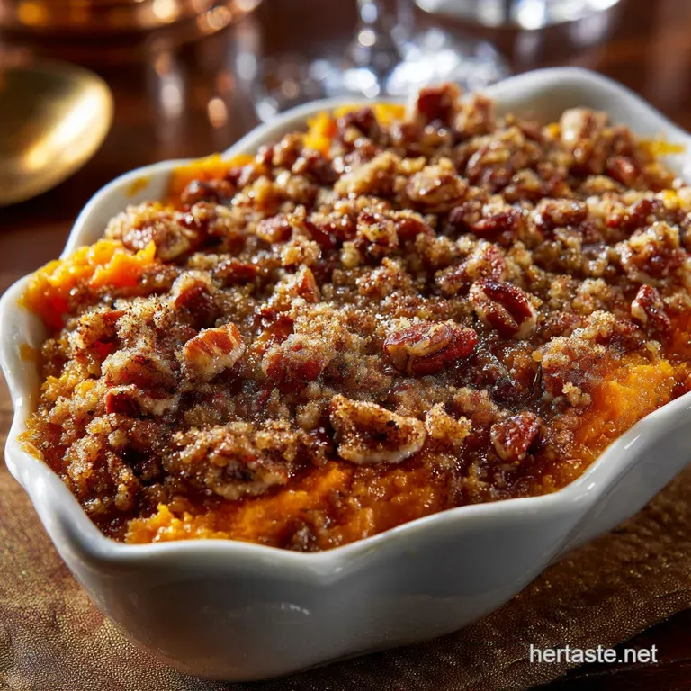 Sweet Potato Casserole: the Great British Bake with Spiced Pecan Streusel presentation