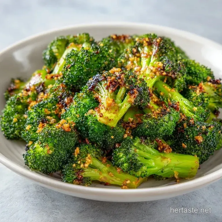 Charred green broccoli florets piled high on a white platter, accented by lemon zest and coarse black pepper.