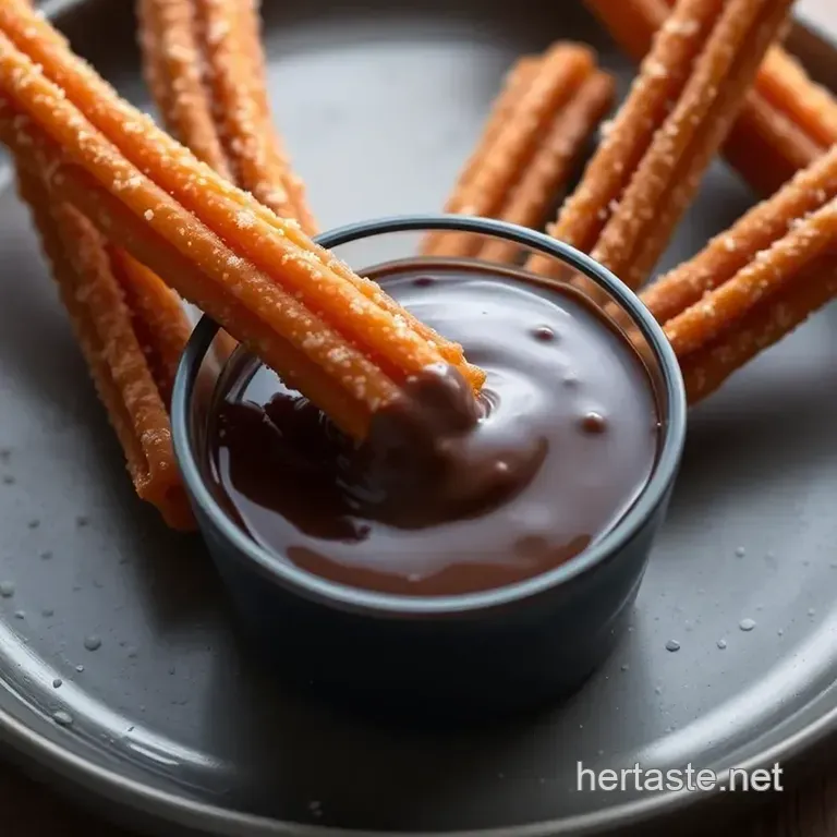 Perfectly Crispy Churros with Chocolate Dipping Sauce presentation