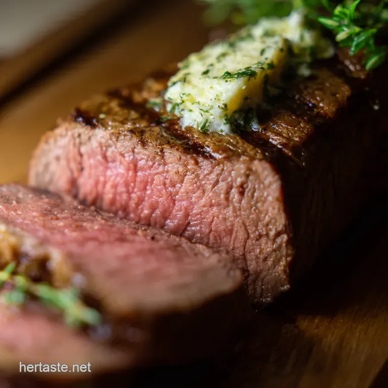 Perfectly Grilled Beef Tenderloin with Herb Butter presentation