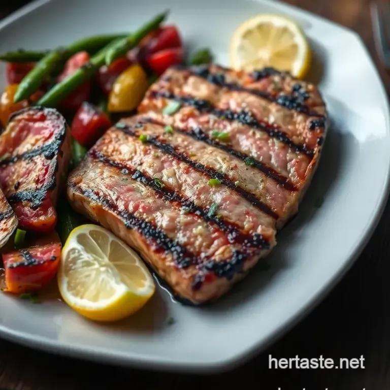 Perfectly Grilled Tuna Steaks with a Zesty Marinade presentation
