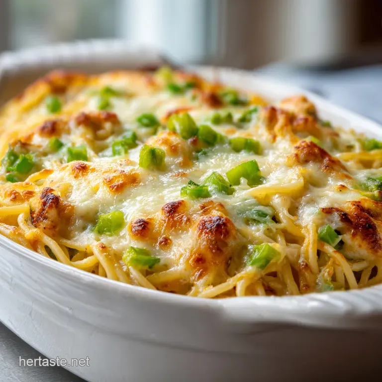 A swirl of creamy pasta and tender chicken topped with fresh parsley, served on a clean white ceramic plate.