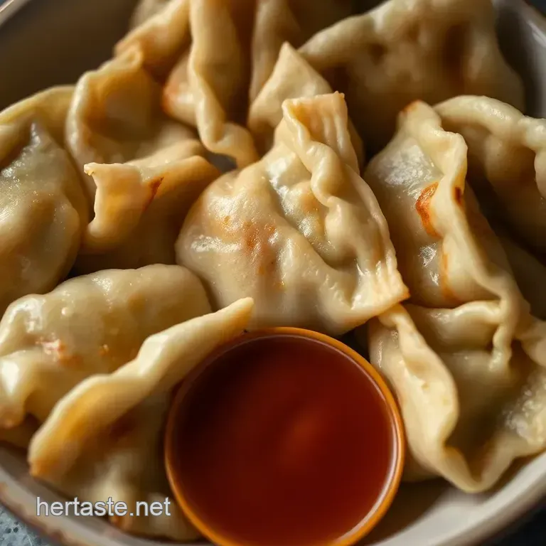 Pork and Cabbage Potstickers (Gyoza) presentation