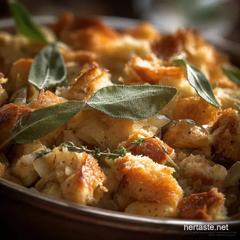 Thanksgiving Side Dishes: the Queens Proper Sourdough Apple and Sage Dressing presentation