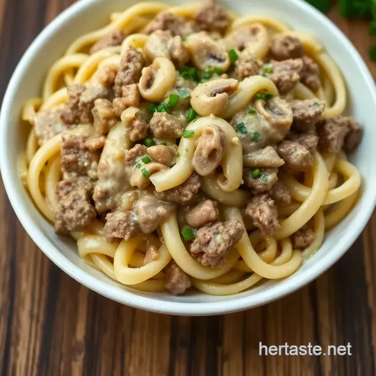 Quick and Creamy Ground Beef Stroganoff presentation