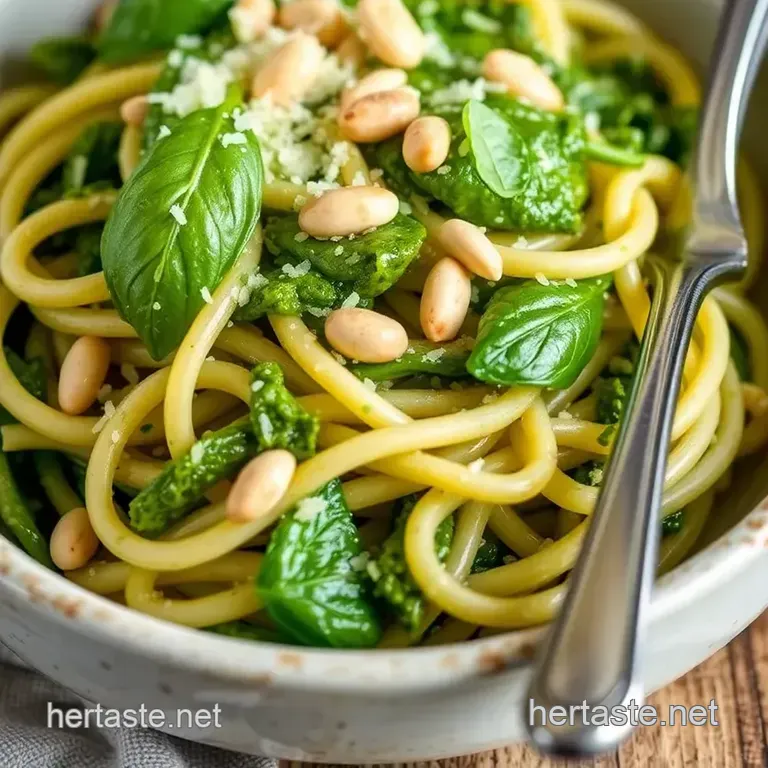 Quick Pesto Olive Oil Pasta Delight presentation