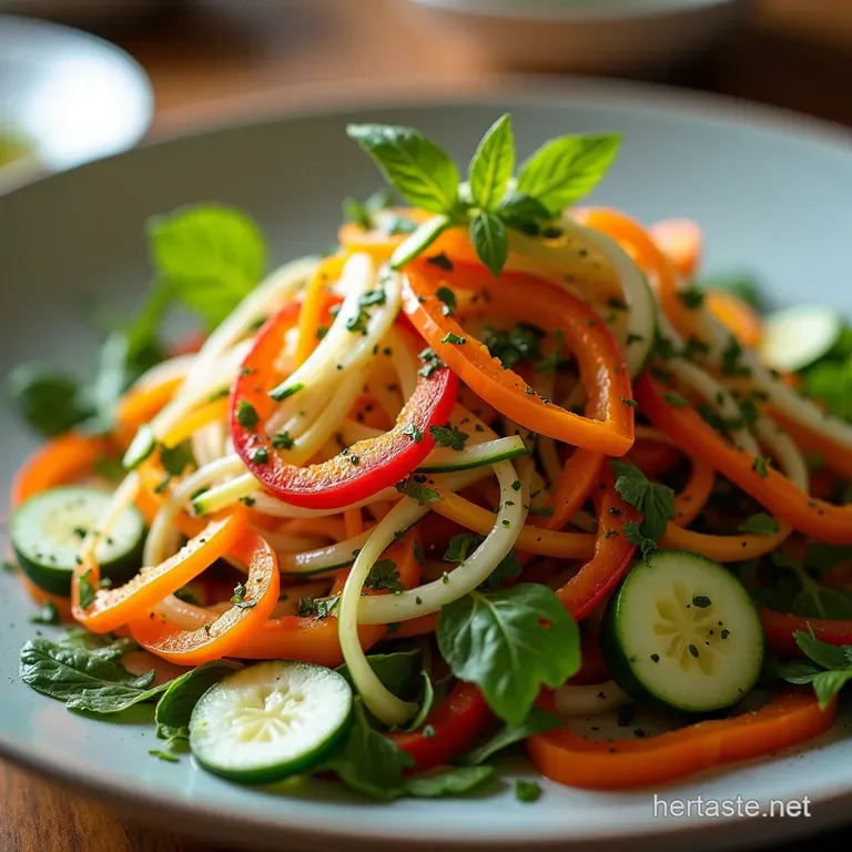 Cutting Vegetables Rainbow Ribbon Salad Recipe