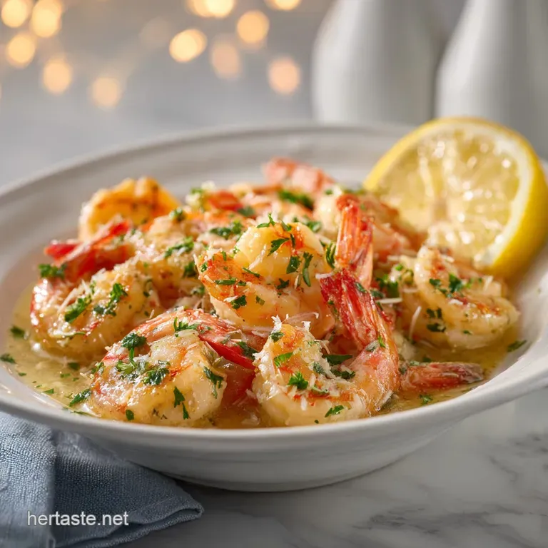 Plump, tender shrimp draped over al dente linguine, finished with a sprinkle of bright green herbs.