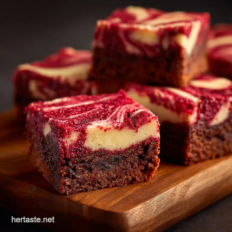 Red Velvet Cheesecake Brownies: the Velvet Hammer Swirl presentation