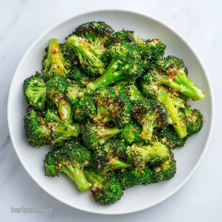 Vibrant green charred florets piled on a white ceramic plate, garnished with lemon zest and flaky sea salt.
